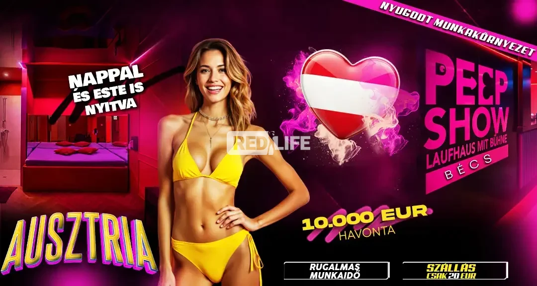 [Peepshow Wien] Foglalj termint akár csak egy hétvégére: rugalmas munkaidő és akár 10 000 EUR havi kereset Bécsben